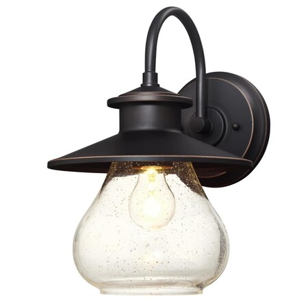 Westinghouse One-Light Outdoor Wall Fixture Delmont ORB Clear Seeded Gls 6313500